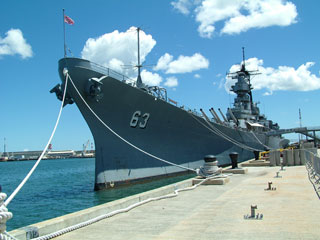 USS Missouri in docked at Ford Island, Pearl Harbor