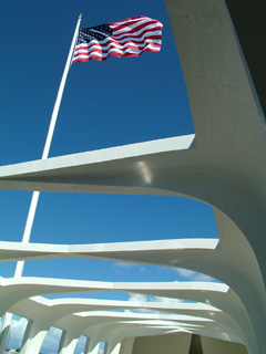 Flag above Memorial.