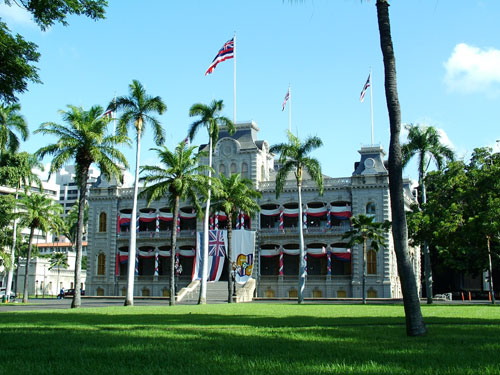 Iolani Palace in Downtown Honolulu, Hawaii. The only royal residence in the U.S.